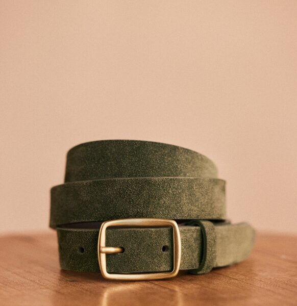 Olive Green Leather Belt